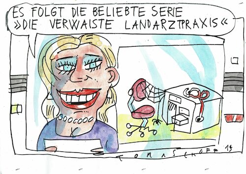 Cartoon: Landarztpraxis (medium) by Jan Tomaschoff tagged landarzt,ärztemangel,landarzt,ärztemangel