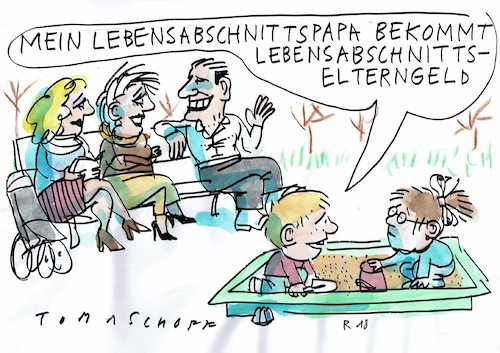 Cartoon: Lebensabschnitt (medium) by Jan Tomaschoff tagged familie,patchwork,familie,patchwork