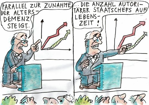 Cartoon: Lebenslang (medium) by Jan Tomaschoff tagged diktatoren,alter,demenz,diktatoren,alter,demenz