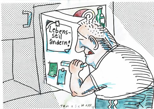 Cartoon: Lebensstil (medium) by Jan Tomaschoff tagged lebensstil,ernährung,übergewicht,lebensstil,ernährung,übergewicht