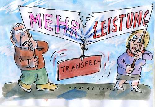 Cartoon: Leistung - Transferleistungen (medium) by Jan Tomaschoff tagged leistung,transferleistungen