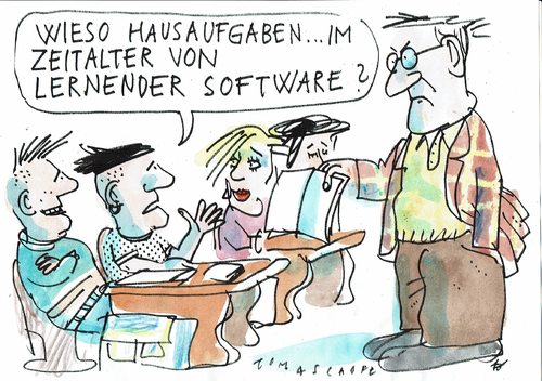 Cartoon: lernende Software (medium) by Jan Tomaschoff tagged intelligenz,schule,lernen,intelligenz,schule,lernen