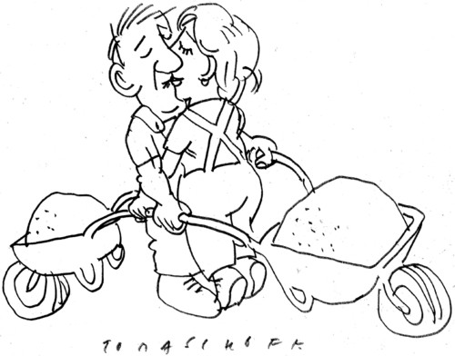 Cartoon: Liebe (medium) by Jan Tomaschoff tagged liebe,bauer,kuss,liebe,bauer,kuss
