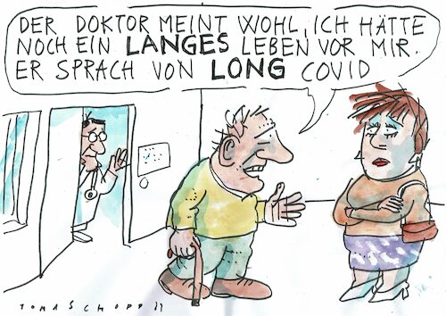 Cartoon: Long Covid (medium) by Jan Tomaschoff tagged long,covid,arzt,patient,missverständnis,long,covid,arzt,patient,missverständnis