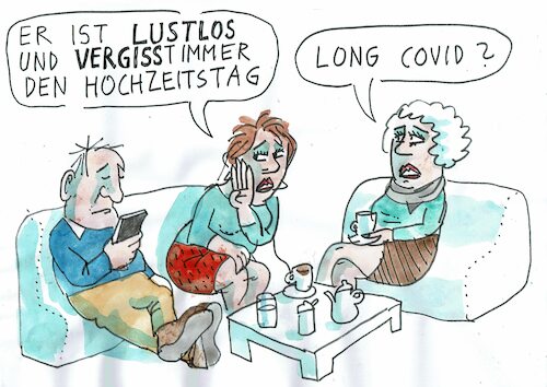 Cartoon: long covid (medium) by Jan Tomaschoff tagged long,covid,müdigkeit,vergesslichkeit,ehe,long,covid,müdigkeit,vergesslichkeit,ehe