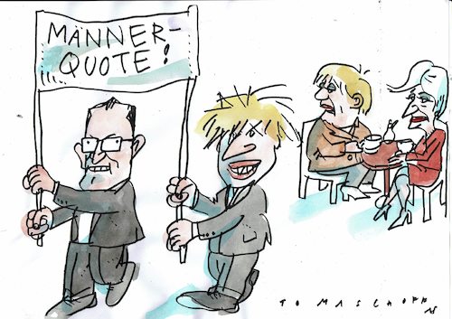 Cartoon: Männerquote (medium) by Jan Tomaschoff tagged brexit,spahn,johnson,brexit,spahn,johnson