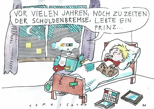 Cartoon: Märchen (medium) by Jan Tomaschoff tagged corona,staatsfinanzen,schulden,corona,staatsfinanzen,schulden
