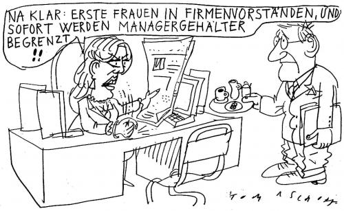 Cartoon: Managergehälter (medium) by Jan Tomaschoff tagged managergehälter,frauengehälter,gleichberechtigung,lohngleichheit