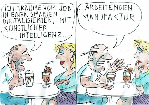 Cartoon: Manufaktur (medium) by Jan Tomaschoff tagged forzschritt,tradition,forzschritt,tradition