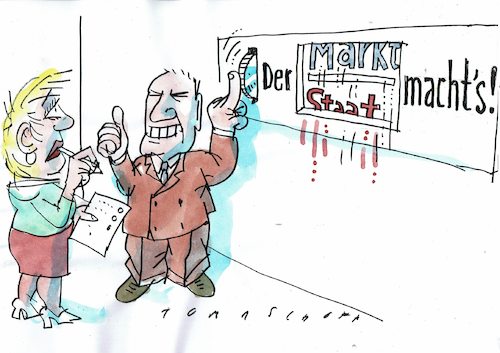 Cartoon: Markt (medium) by Jan Tomaschoff tagged marktwirtschaft,staatswirtschaft,marktwirtschaft,staatswirtschaft