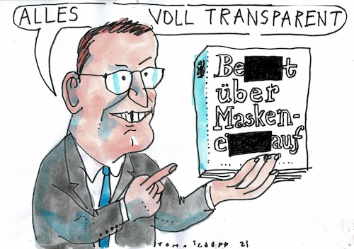 Cartoon: Masken (medium) by Jan Tomaschoff tagged spahn,corona,masken,korruption,spahn,corona,masken,korruption
