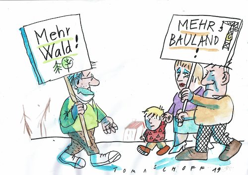 Cartoon: Mehr! (medium) by Jan Tomaschoff tagged umwelt,wald,stadt,wohnen,umwelt,wald,stadt,wohnen