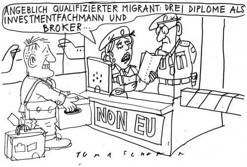 Cartoon: Migrant (medium) by Jan Tomaschoff tagged banken,finanzkrise,aktienkurse,crash,wall,street,usa,bank