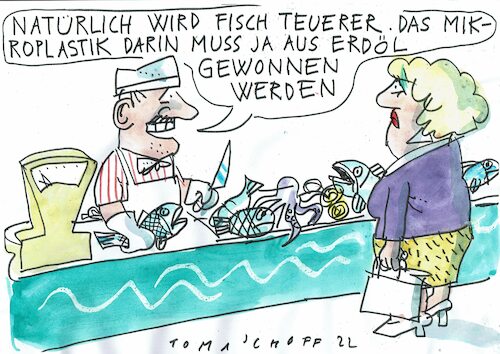 Cartoon: Mikroplastik (medium) by Jan Tomaschoff tagged fisch,mikroplastik,öl,fisch,mikroplastik,öl