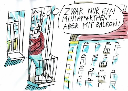 Cartoon: Mini (medium) by Jan Tomaschoff tagged miniappartement,wohnungsnot,miniappartement,wohnungsnot