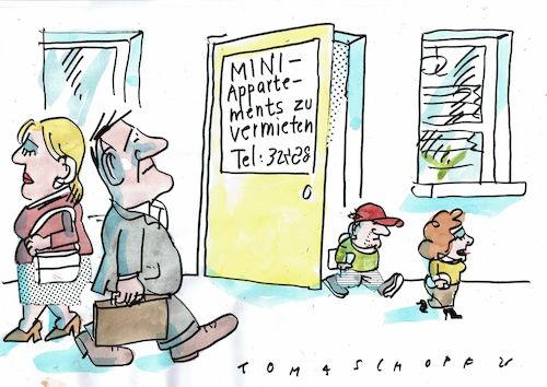 Cartoon: Mini (medium) by Jan Tomaschoff tagged wohnungsnot,miniappartements,wohnungsnot,miniappartements
