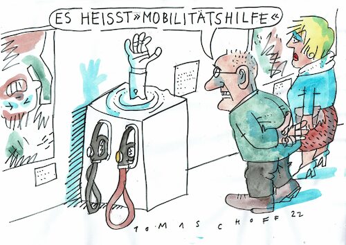 Cartoon: Mobilitätshilfe (medium) by Jan Tomaschoff tagged benzinpreis,energie,kosten,preissteigerung,auto,benzinpreis,energie,kosten,preissteigerung,auto