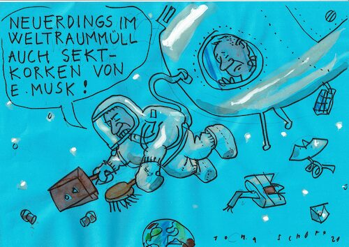 Cartoon: Müll (medium) by Jan Tomaschoff tagged weltraum,müll,musk,weltraum,müll,musk