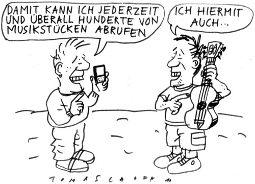 Cartoon: Musikstück (medium) by Jan Tomaschoff tagged musikstück,musik,technik,smarphone,handy,telefon,fortschritt,instrument,musikstück,technik,smarphone,handy,telefon,fortschritt,instrument