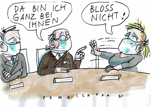 Cartoon: Nähe (medium) by Jan Tomaschoff tagged viren,corona,abstand,viren,corona,abstand