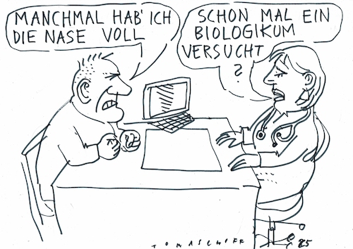 Cartoon: Nase voll (medium) by Jan Tomaschoff tagged gesundheit,rhinitis,biologicum,gesundheit,rhinitis,biologicum