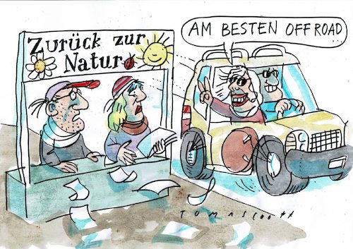 Cartoon: Natur (medium) by Jan Tomaschoff tagged auto,umwelt,verkehr,bequemlichkeit,auto,umwelt,verkehr,bequemlichkeit