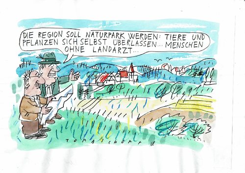 Cartoon: Naturpark (medium) by Jan Tomaschoff tagged arztmangel,landarzt,arztmangel,landarzt
