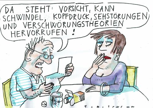 Cartoon: Nebenwirkung (medium) by Jan Tomaschoff tagged verschwörungstheorien,gehirn,denken,verschwörungstheorien,gehirn,denken