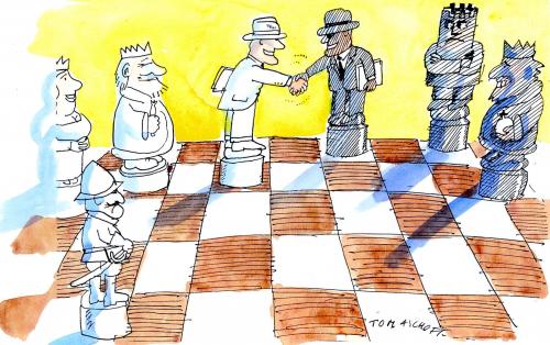 Cartoon: Negotiations (medium) by Jan Tomaschoff tagged negotiations,chess