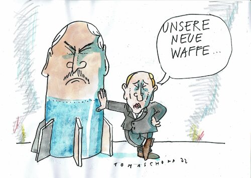 Cartoon: neue Waffe (medium) by Jan Tomaschoff tagged ukraine,krieg,belarus,ukraine,krieg,belarus