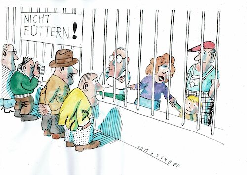 Cartoon: nicht füttern (medium) by Jan Tomaschoff tagged gesellschaft,spaltung,krise,gesellschaft,spaltung,krise