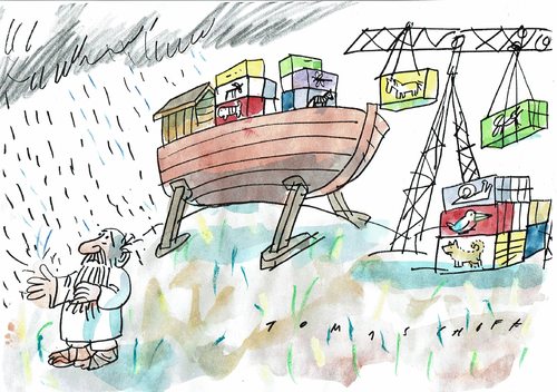 Cartoon: Noah (medium) by Jan Tomaschoff tagged sintflut,tiere,sintflut,tiere