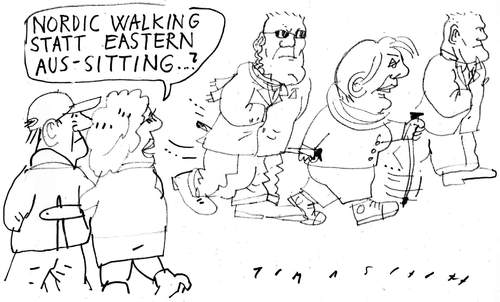 Cartoon: Nordic Walking (medium) by Jan Tomaschoff tagged nordic,walking,merkel