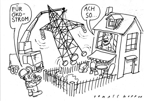 Cartoon: Ökostrom (medium) by Jan Tomaschoff tagged ökostrom,ökostrom,öko,strom
