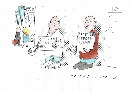 Cartoon: Opfer (medium) by Jan Tomaschoff tagged reformen,reformstau,reformen,reformstau