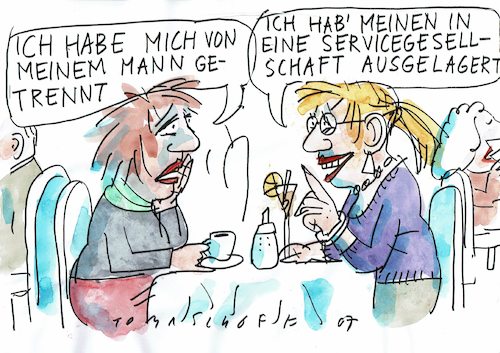 Cartoon: Outsourcing (medium) by Jan Tomaschoff tagged ehe,trennung,wirtschaft,ehe,trennung,wirtschaft