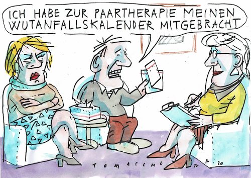 Cartoon: Paartherapie (medium) by Jan Tomaschoff tagged anfälle,wut,kalender,anfälle,wut,kalender