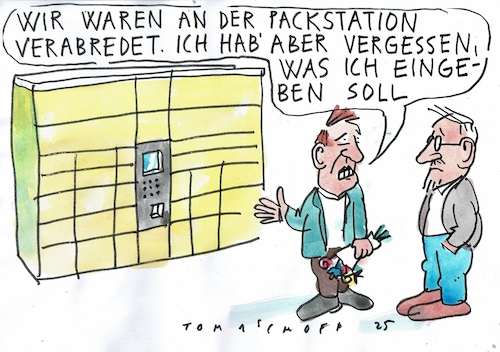 Cartoon: Packstation (medium) by Jan Tomaschoff tagged partnerschaft,kommuniukation,technik,partnerschaft,kommuniukation,technik