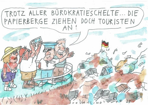 Cartoon: Papierberge (medium) by Jan Tomaschoff tagged bürokratie,verwaltung,kommunikation,bürokratie,verwaltung,kommunikation