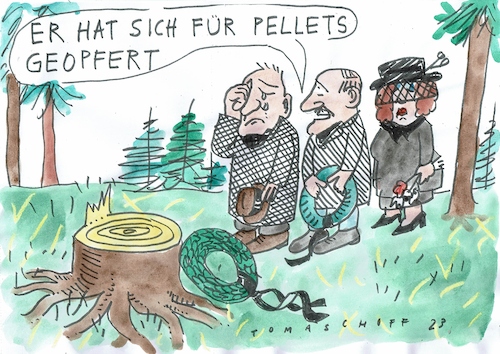 Cartoon: Pellets (medium) by Jan Tomaschoff tagged holz,wald,pellets,energie,holz,wald,pellets,energie