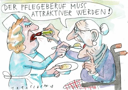 Cartoon: Pflegeberuf (medium) by Jan Tomaschoff tagged pflegenotstand,pflegenotstand