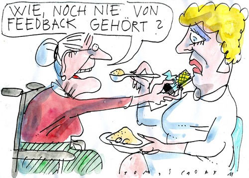 Cartoon: Pflegefeedback (medium) by Jan Tomaschoff tagged feedback,zuwendung,pflege,feedback,zuwendung,pflege