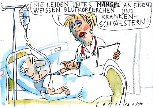 Cartoon: Pflegemangel (medium) by Jan Tomaschoff tagged gesundheitswesen,fachkräftemangel,gesundheitswesen,fachkräftemangel