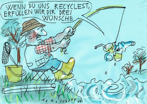 Cartoon: Plastik (medium) by Jan Tomaschoff tagged recycling,plastik,fisch,recycling,plastik,fisch