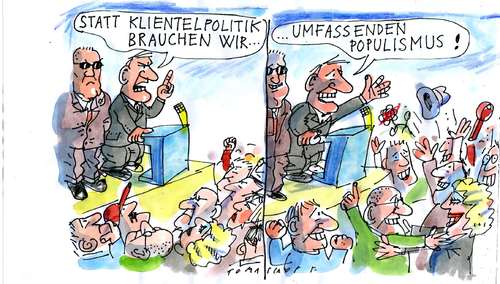 Cartoon: Populismus (medium) by Jan Tomaschoff tagged populismus,klientelpolitik