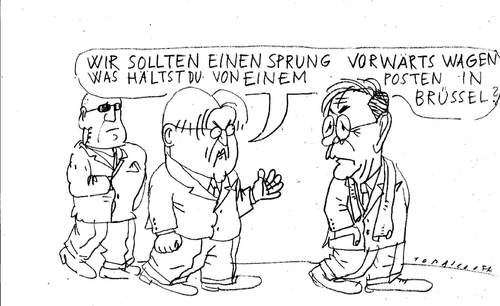 Cartoon: Posten (medium) by Jan Tomaschoff tagged spd,müntefering,steinmeier,posten,brüssel