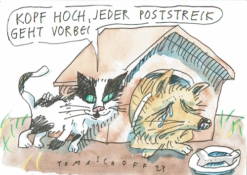 Cartoon: Poststreik (medium) by Jan Tomaschoff tagged post,streik,briefträger,hund,post,streik,briefträger,hund