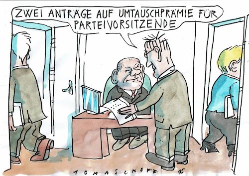 Cartoon: Prämie (medium) by Jan Tomaschoff tagged cdu,csu,merkel,seehofer,cdu,csu,merkel,seehofer