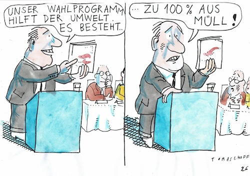 Cartoon: Programm (medium) by Jan Tomaschoff tagged wahlen,umwelt,versprechen,wahlen,umwelt,versprechen