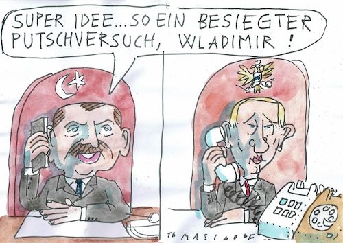 Cartoon: Putsch (medium) by Jan Tomaschoff tagged putin,erdogan,autokraten,putin,erdogan,autokraten